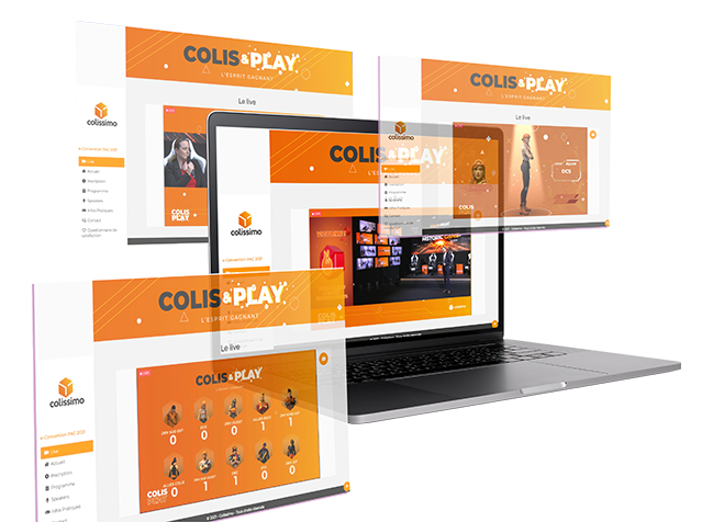 Visualisation 3D d'un ordinateur portable affichant l’engagement de la plateforme événementielle Appcraft